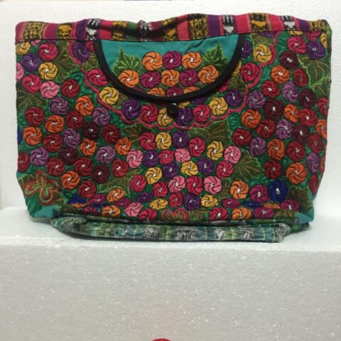Bolso artesanal flores bordado a mano (grande) al mayoreo — Imagen 1
